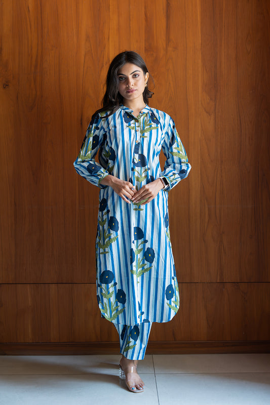 Blue Floral Cotton Co-Ord Set