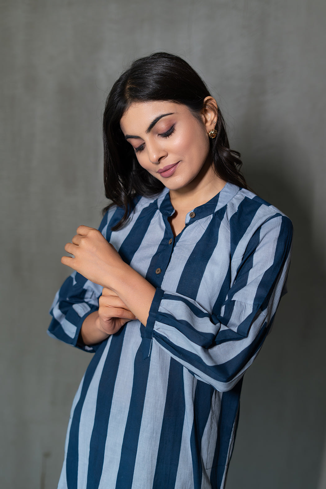 Striped Blue Cotton Co-Ord Set