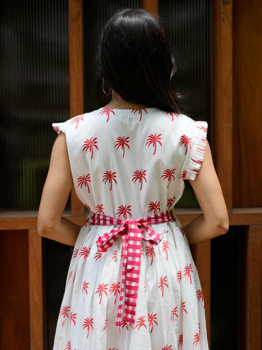 Red Palms Printed Dress