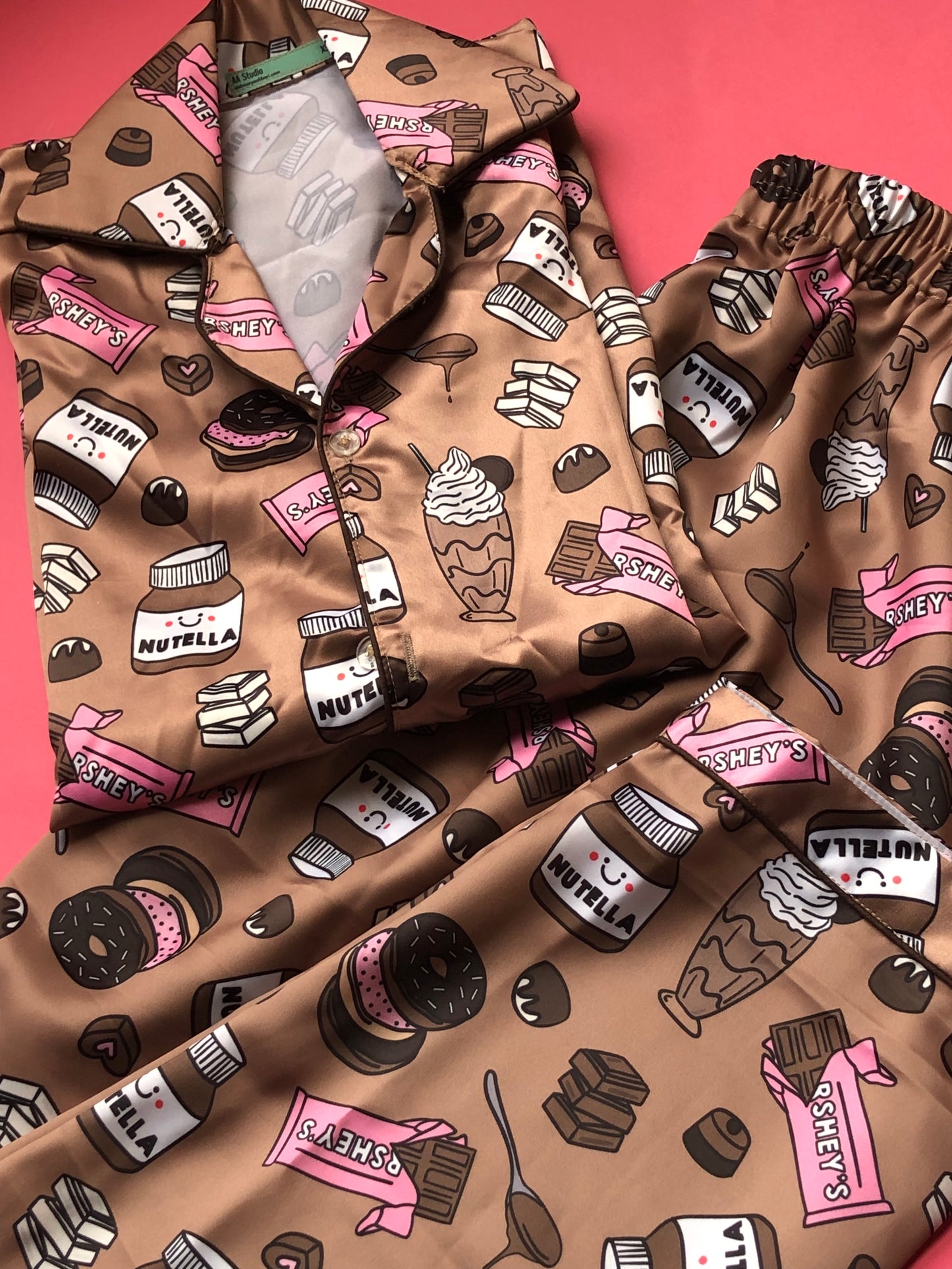 Chocolate Pyjama Set - Satin