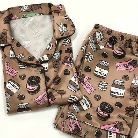 Chocolate Pyjama Set - Satin