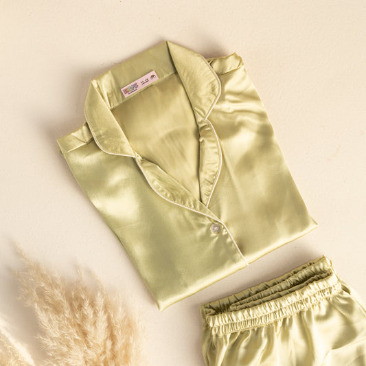 Subtle Green - Solid Satin PJ Set